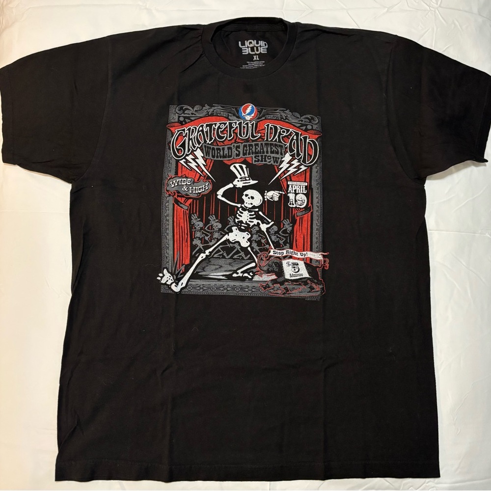 Liquid Blue Grateful Dead Worlds Greatest Show Black and Red Tee XL
